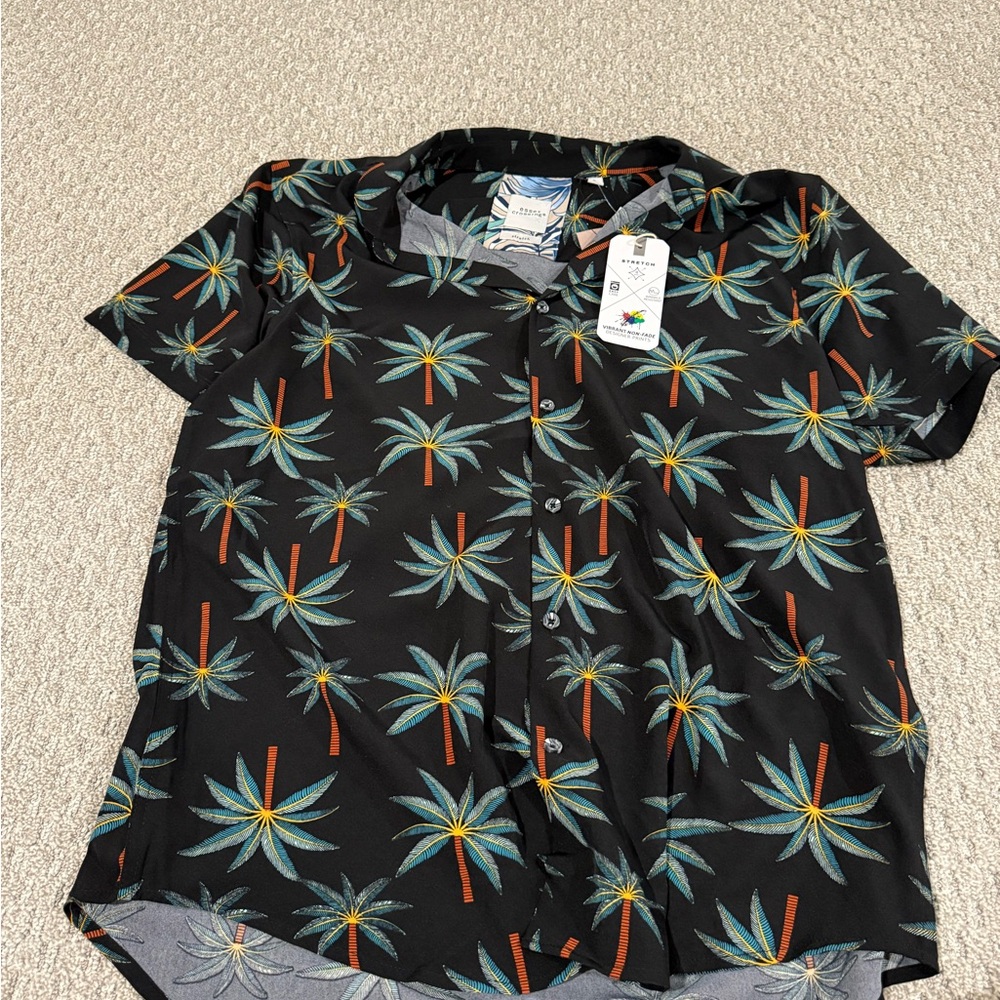 Black Palm Tree Print Men's Shirt
